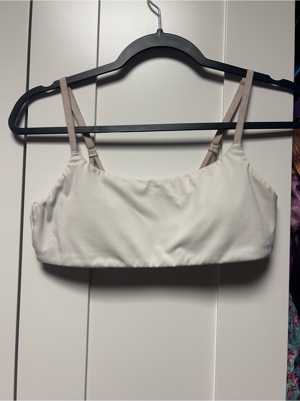 Everyday Soft Stretch Bralette - White with Taupe Straps